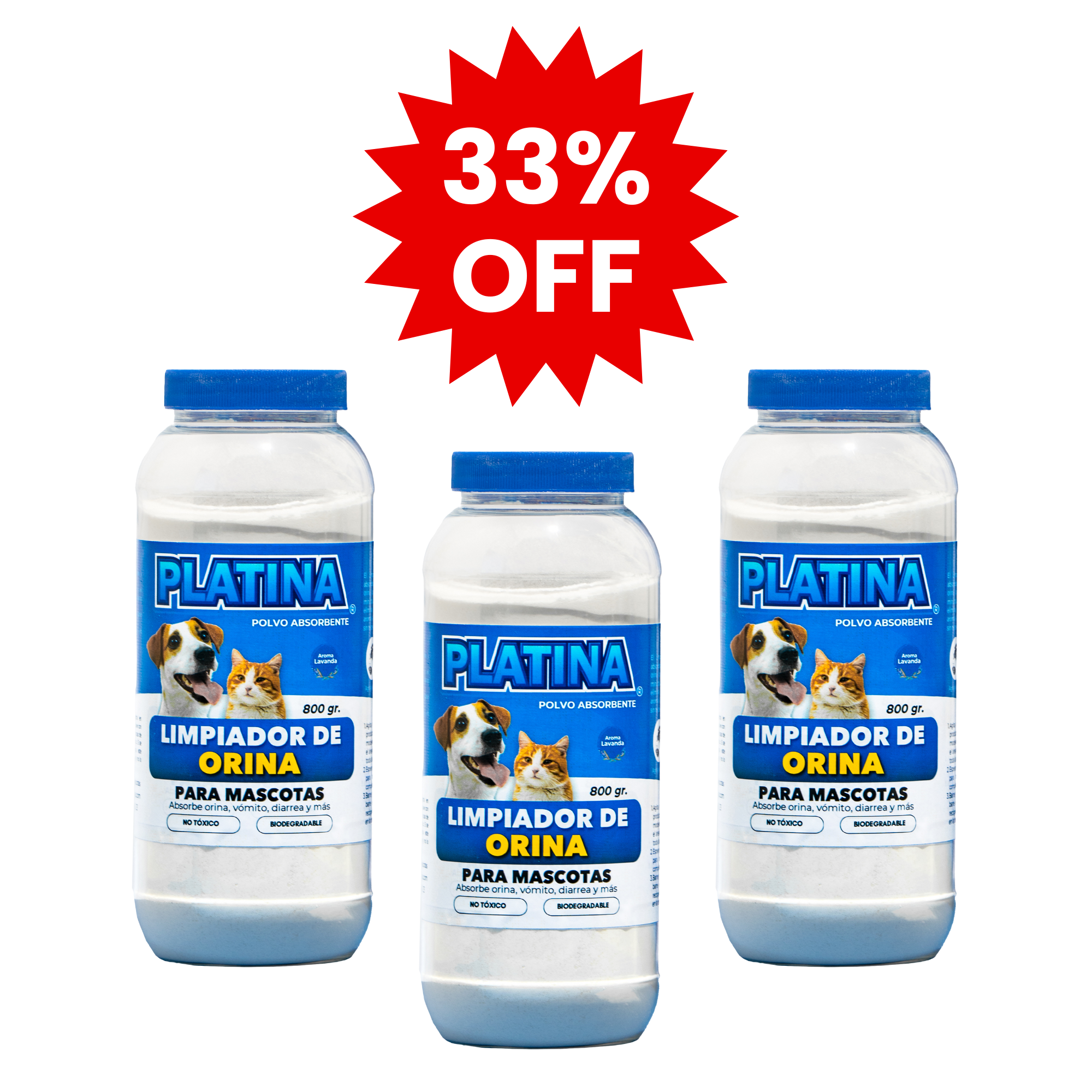 Limpiador de Orina para Mascotas - Polvo Absorbente - 800 gr