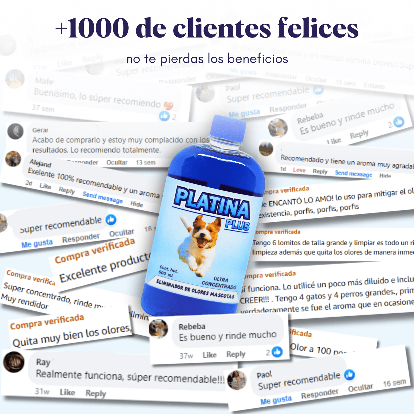 Eliminador de Olores Mascotas - ULTRA Concentrado - Platina PLUS - 500ml
