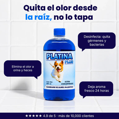 Eliminador de Olores Mascotas - ULTRA Concentrado - Platina PLUS - 500ml