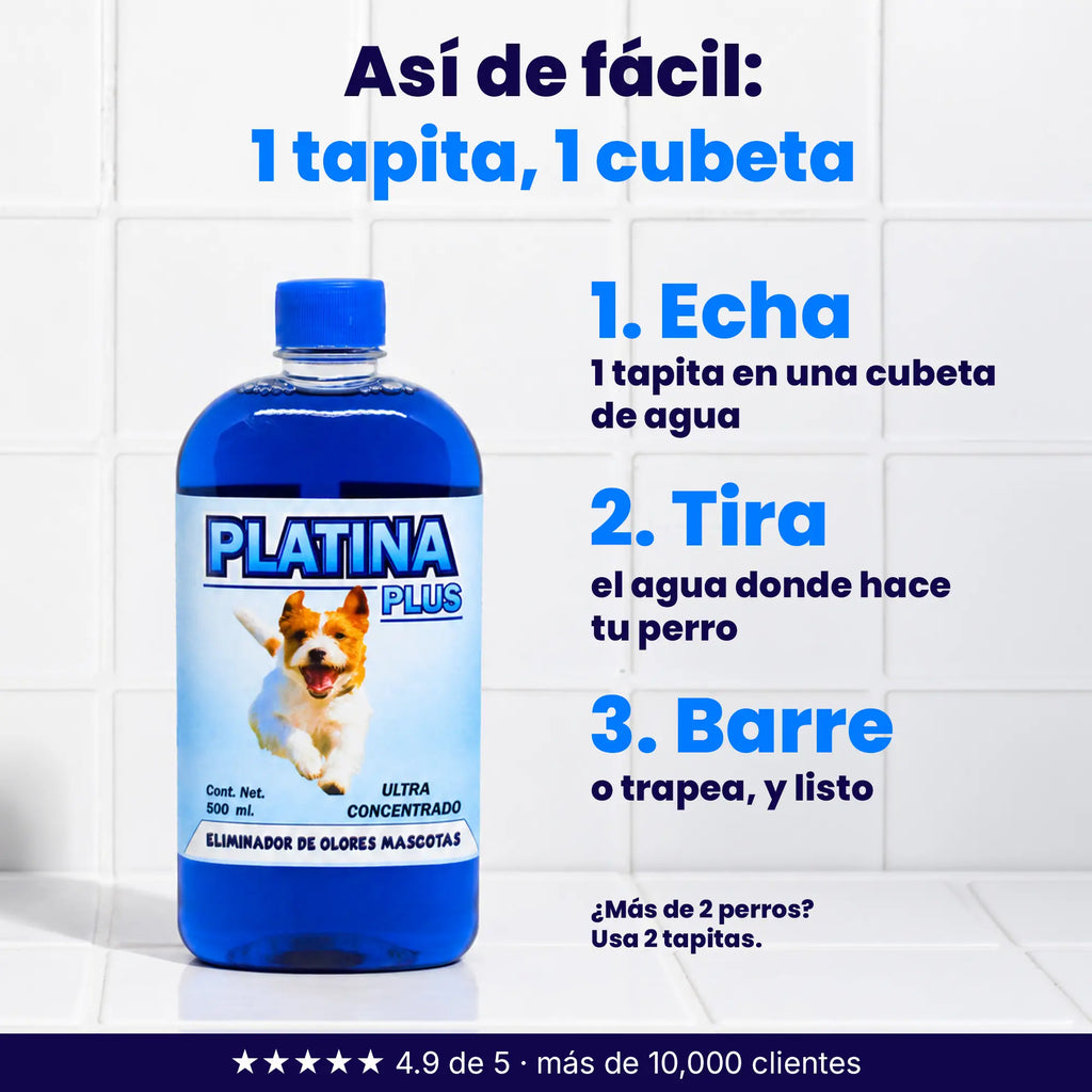 Eliminador de Olores Mascotas - ULTRA Concentrado - Platina PLUS - 500ml