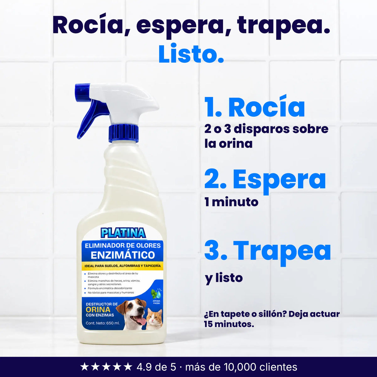 Limpiador Enzimático Eliminador de Olores de Orina en Spray - 650 ml
