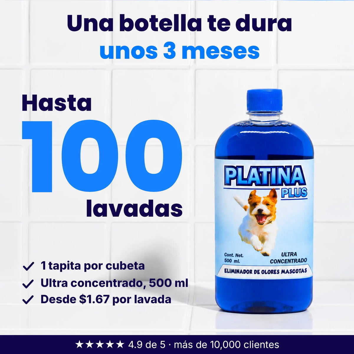 Eliminador de Olores Mascotas - ULTRA Concentrado - Platina PLUS - 500ml