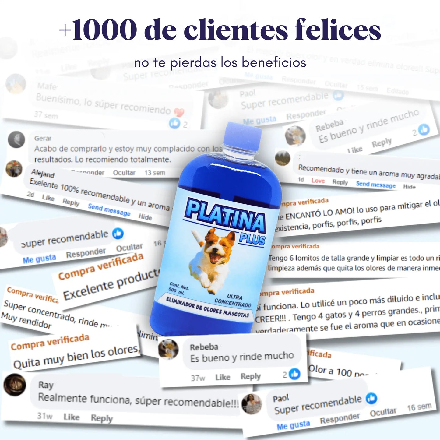 Eliminador de Olores Mascotas - ULTRA Concentrado - Platina PLUS - 500ml