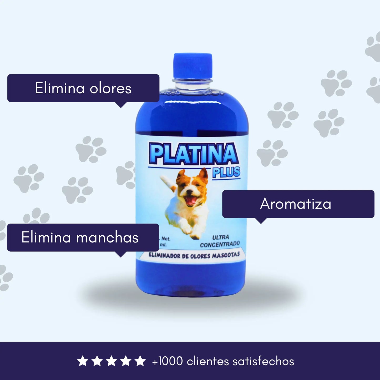 Eliminador de Olores Mascotas - ULTRA Concentrado - Platina PLUS - 500ml